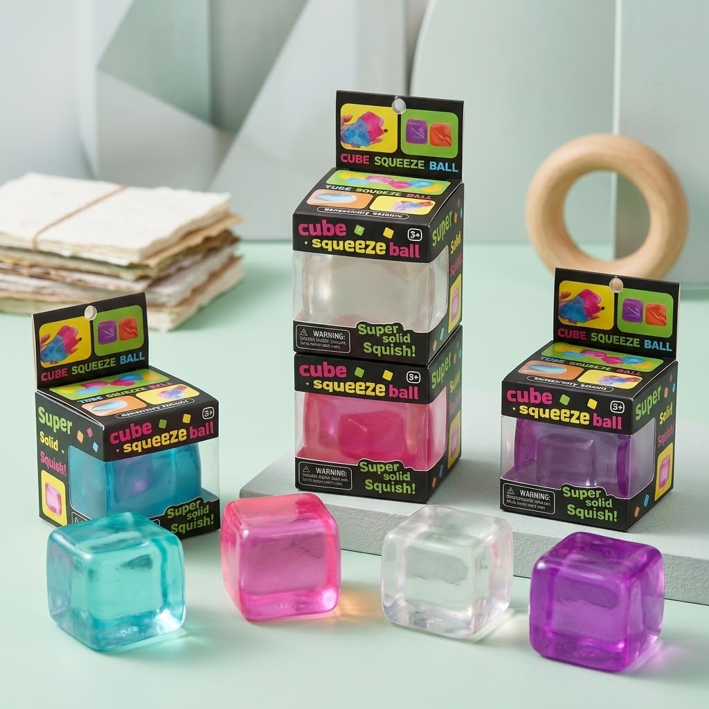 Clear Malt Candy Ice Cube Squishy – Slow-Rise Squeeze Toy