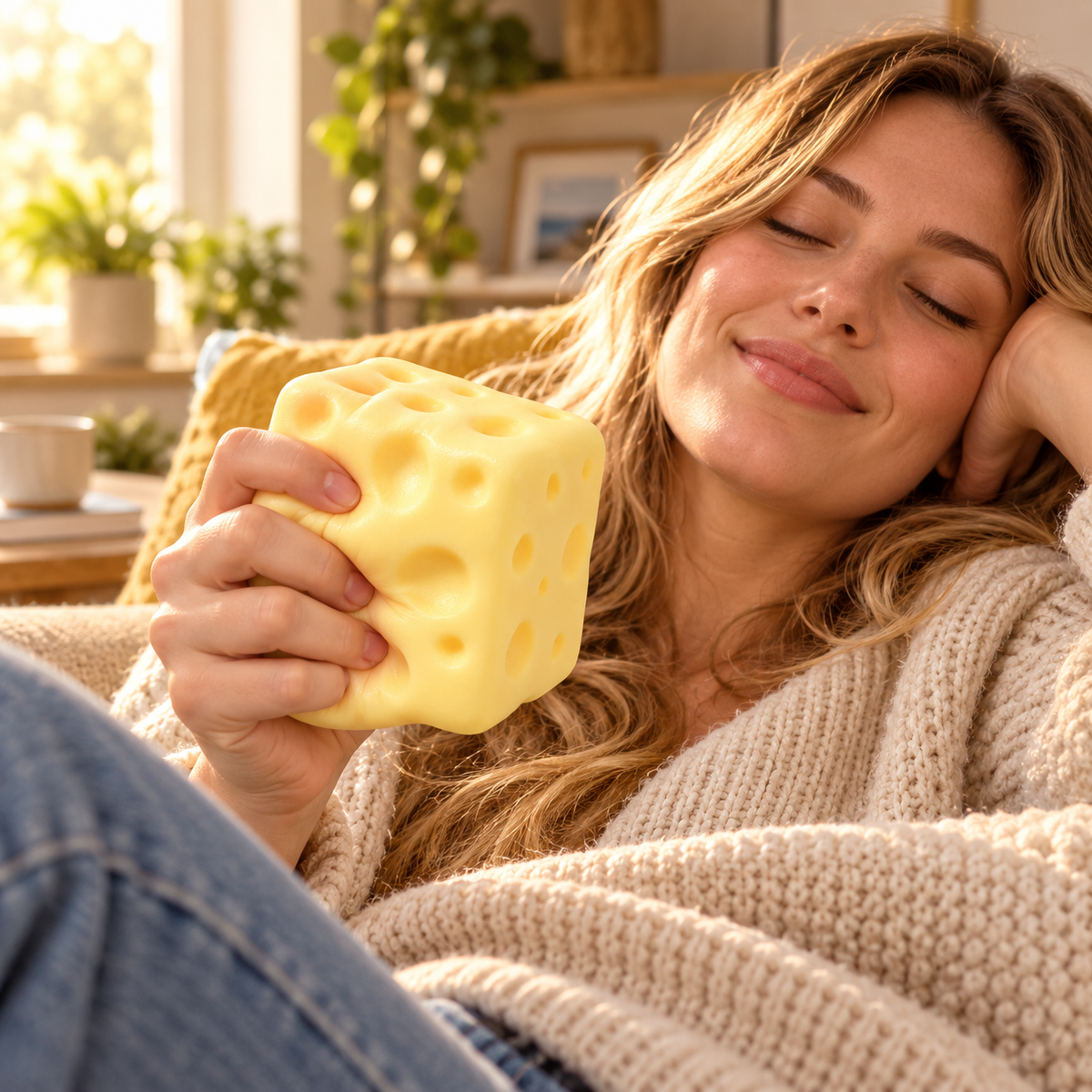 Giant Cheese Squishy – Moldable Non-Rebound Squeeze Toy
