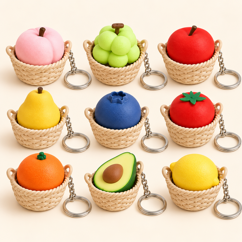 Fruit Keyboard Clicker Keychain – 3D Printed Fidget Toy