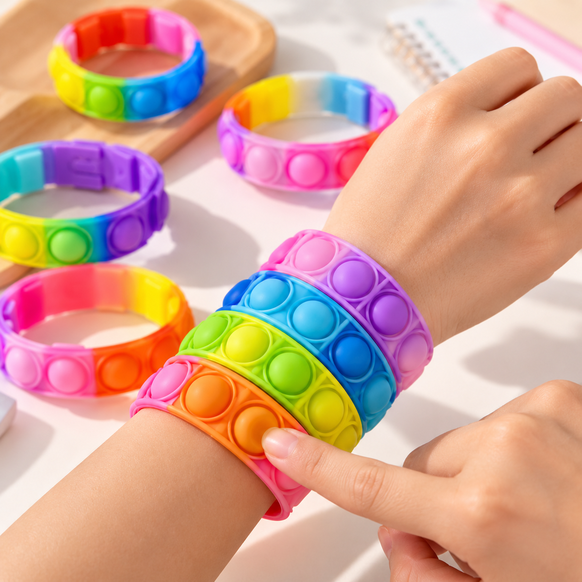 Pop-It Fidget Wristband – Silicone Bubble Bracelet Toy