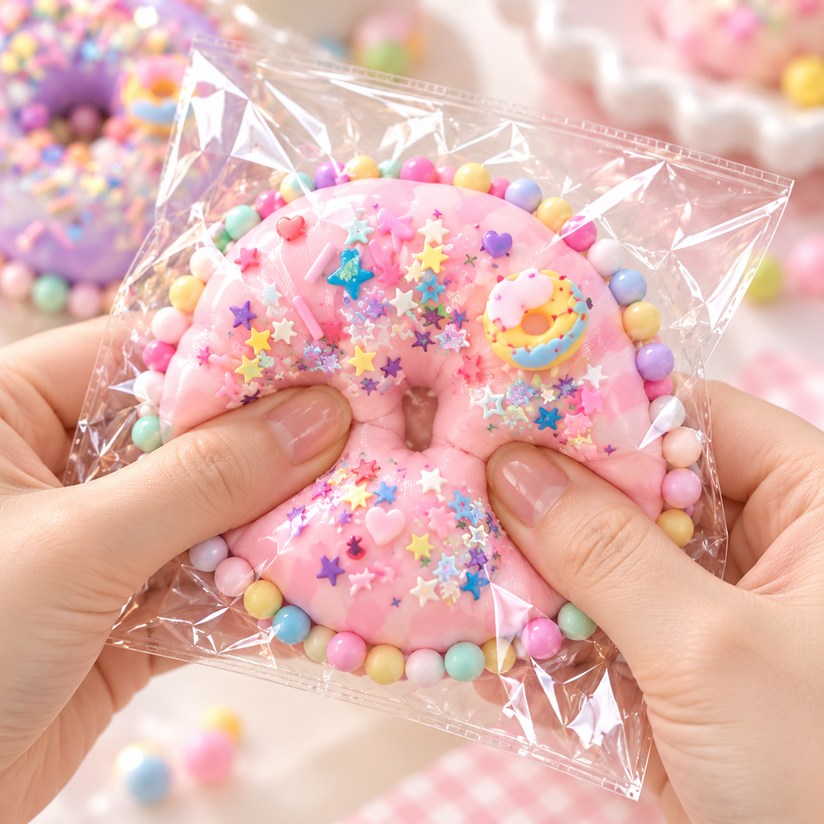 Donut Cat Paw Squishy – Plush-Feel Squeeze Toy