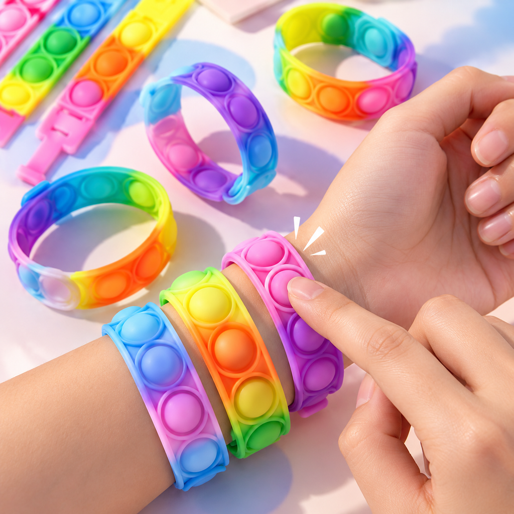 Pop-It Fidget Wristband – Silicone Bubble Bracelet Toy