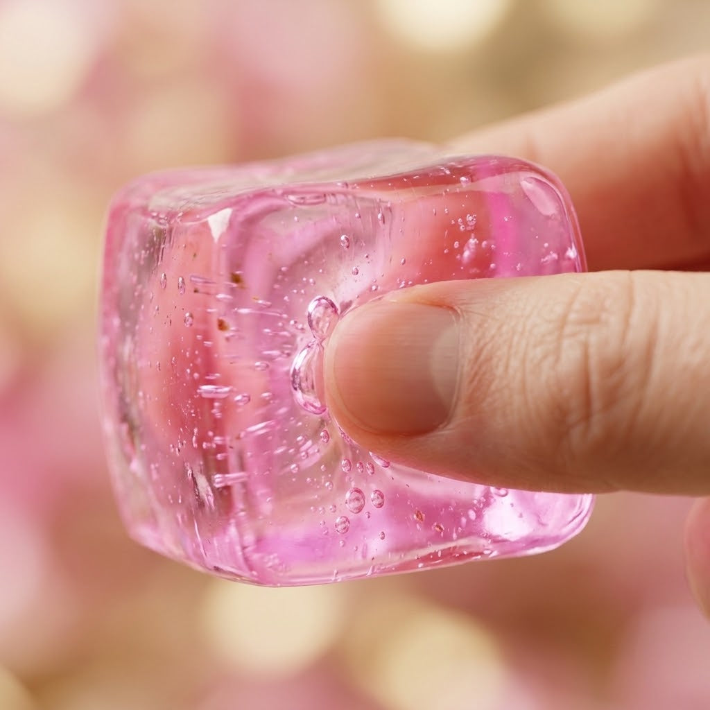 Clear Malt Candy Ice Cube Squishy – Slow-Rise Squeeze Toy