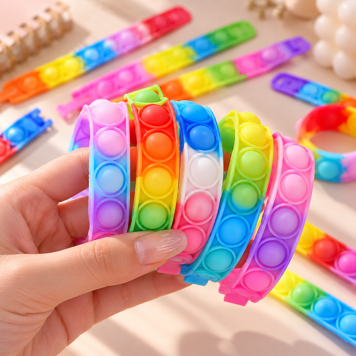 Pop-It Fidget Wristband – Silicone Bubble Bracelet Toy